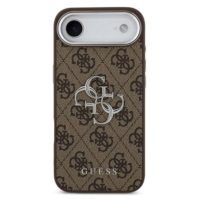 Guess 4G Metal Logo Backcover voor de Apple iPhone Air - Silver Edge - Brown