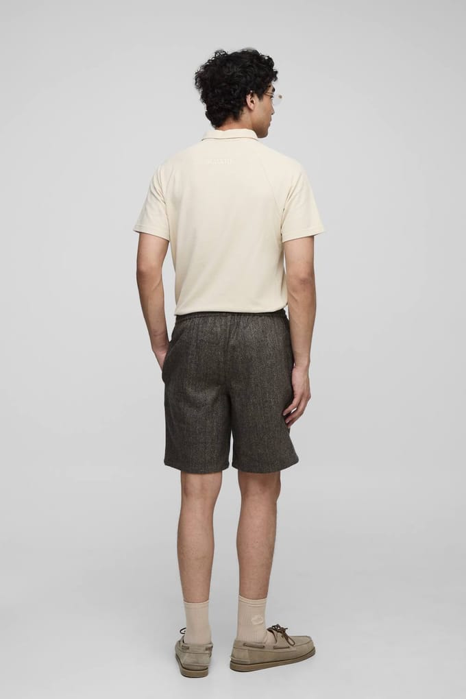 Shorts met elastische taille en relaxed fit in visgraatmotief | Brown | Size 32