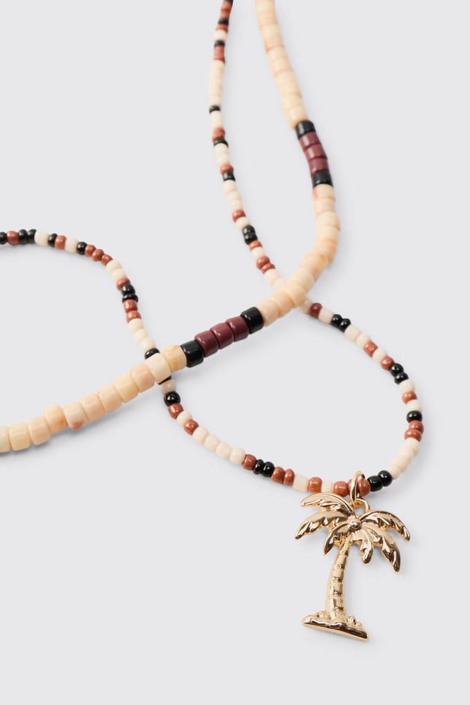 Palm Tree Beaded Necklace | Gold