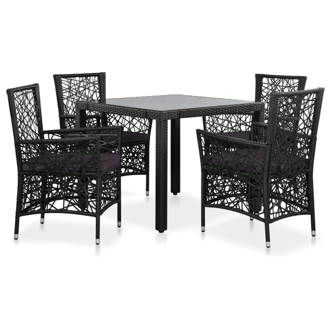 vidaXL - 5-delige - Tuinset - poly - rattan - zwart