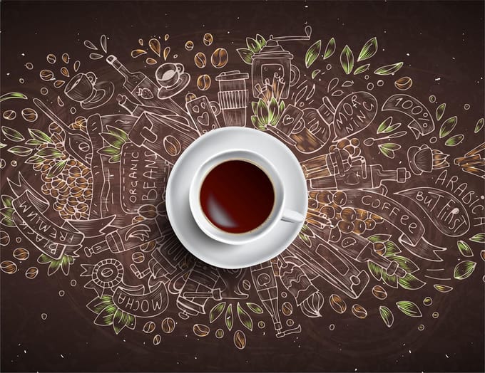 TMK ArtDeko - Snijplank - 52x40 cm - Glas - Koffie Ontwerp