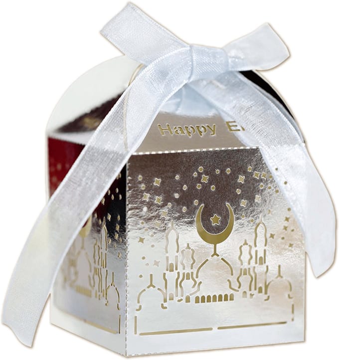 BTH - Ramadan Cadeau Zakjes - Eid Mubarak Decoratie - Geschenkdoos - Versiering - Zilver