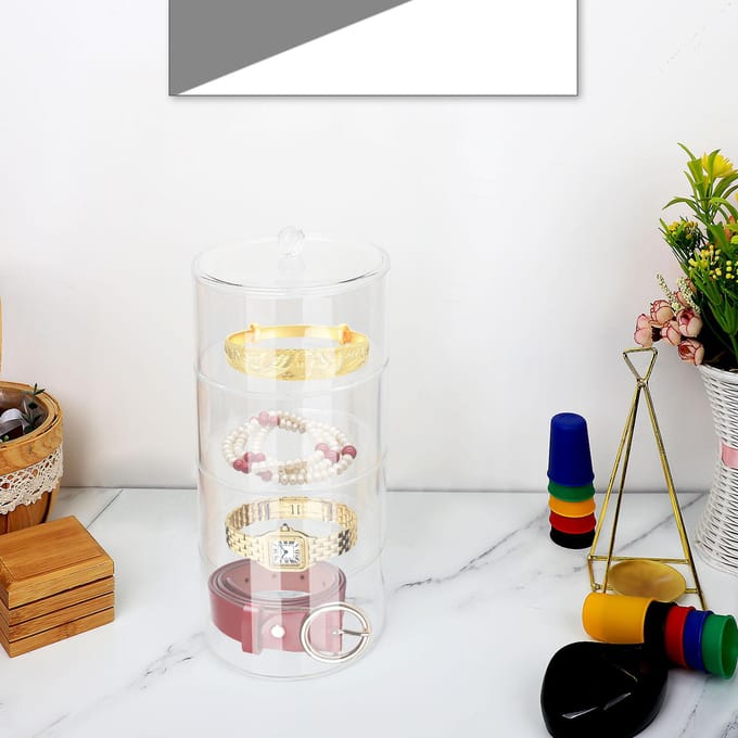 Acryl riemorganizer 2 lagen transparante 5,5 inch diameter sterke lichte riemvitrine white