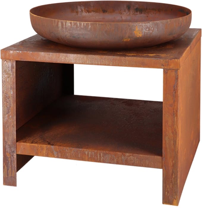 Esschert - Design - Vuurschaal - met - houtopslag - 62 - cm - roestkleurig
