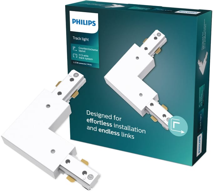 Philips EasyLink - Connector - L-vormige connector - Linkse hoek - Wit - Railverlichting