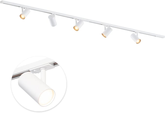 Qub Viror Railverlichting - Wit - 200 cm - I-Vorm - 5x GU10 Spots - Dimbaar - Complete Set
