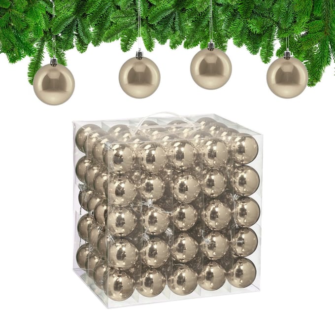 kerstballen set van 100 - Ø 6 cm - glanzend - kunststof - champagne