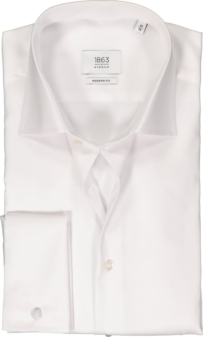 ETERNA modern fit overhemd - twill - wit - Strijkvrij - Boordmaat: 43