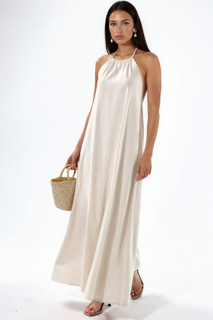 Linnenmix Halternek Maxi-jurk