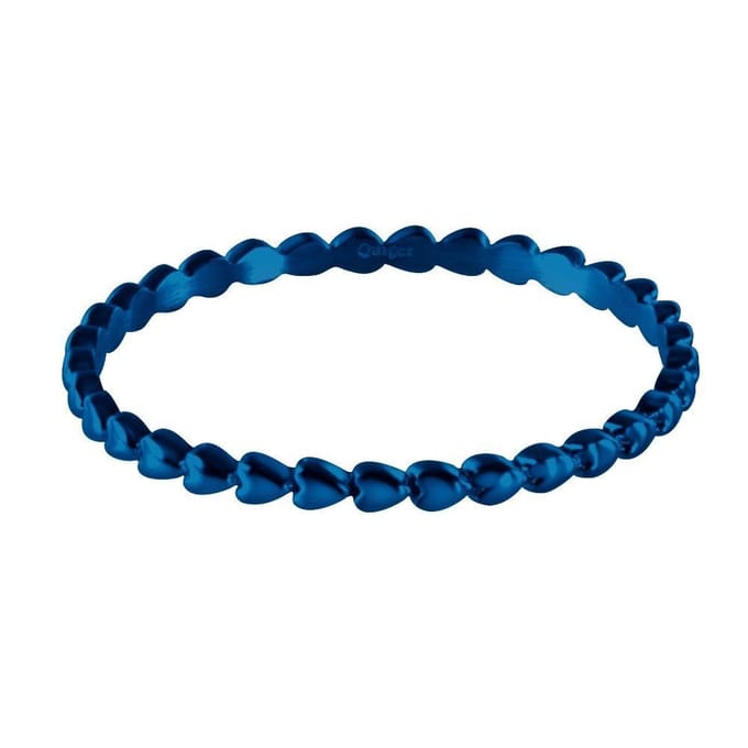 Quiges Stapelring Dames - Vulring Harten - RVS Blauw - Maat 22 - Hoogte 2mm