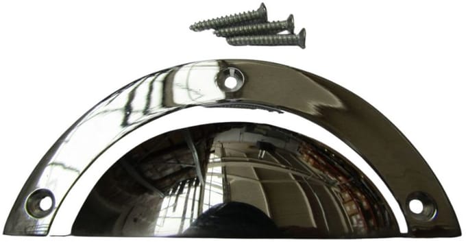 Large Plain Victorian Cup Pull Handle Polished Chrome