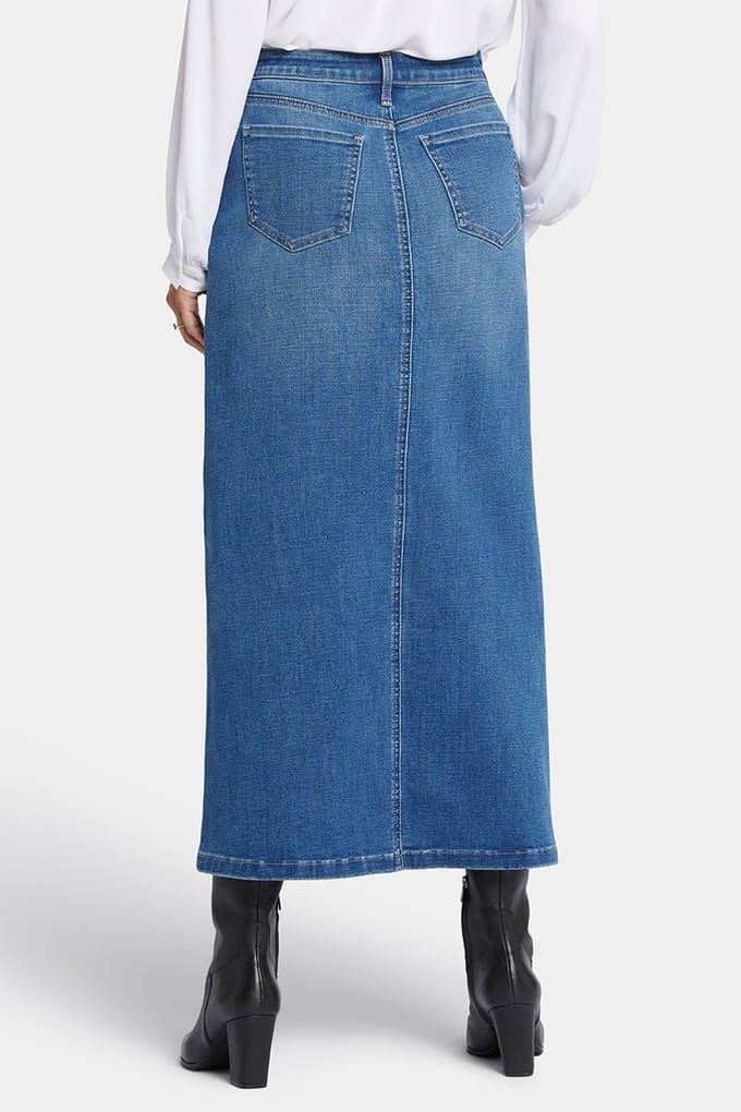 Hoge Taille Lange Rok Met Midden Voor Splitsing