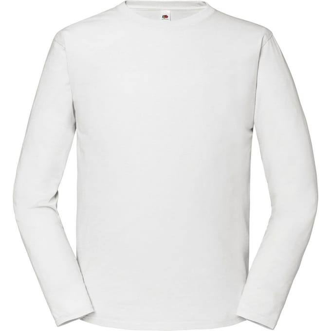 Fruit of the Loom Heren Iconic Premium Effen T-shirt met lange mouwen (Wit)