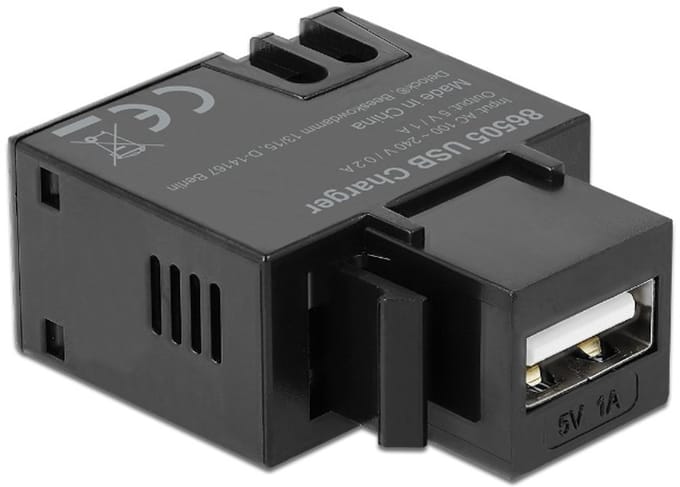 USB-A - terminal block Keystone USB-lader module | 5W | zwart