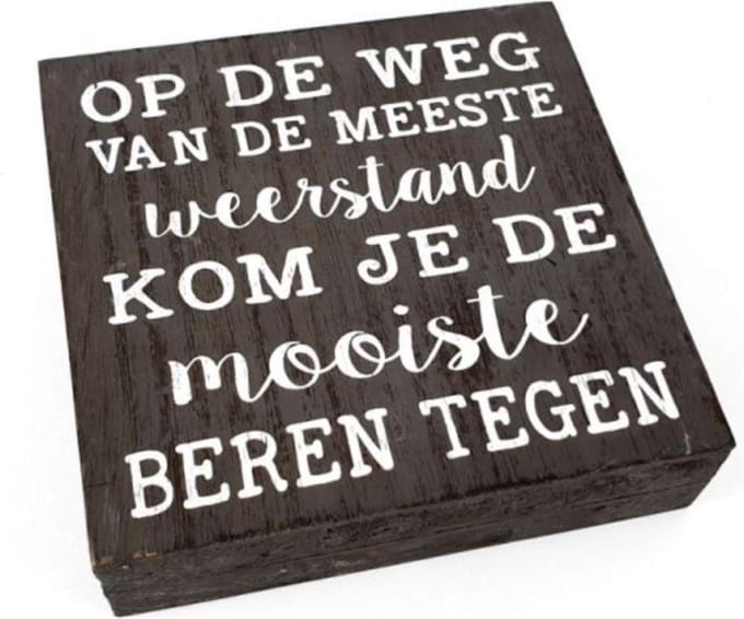Tekstblok - Op de weg van de meeste weerstand - Vierkant - Grijs