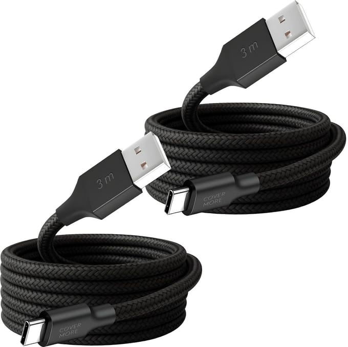 Usb naar usb C kabel - Oplader - Usb C kabel - Oplaadkabel voor smartphone en tablet - 2 stuks - 3 meter - Lang - Stevig - Zwart