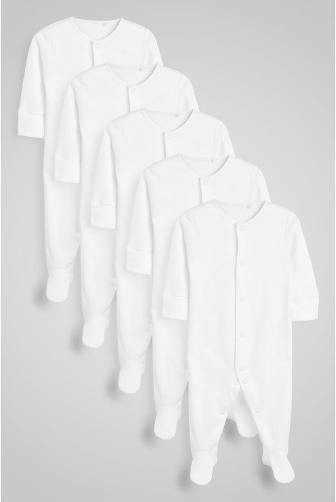 Next - Pasgeboren unisex - Set van 5 babypyjama's van 100% katoen - Wit