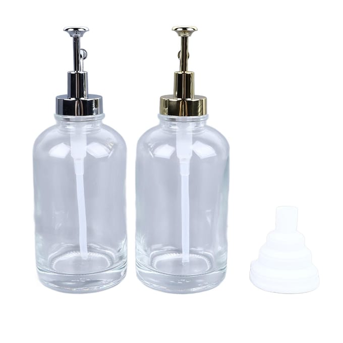 2 STUKS Koffiesiroopdispensers 500ml Glazen Fles Dispenser met RVS Pomp Koffiebar gray