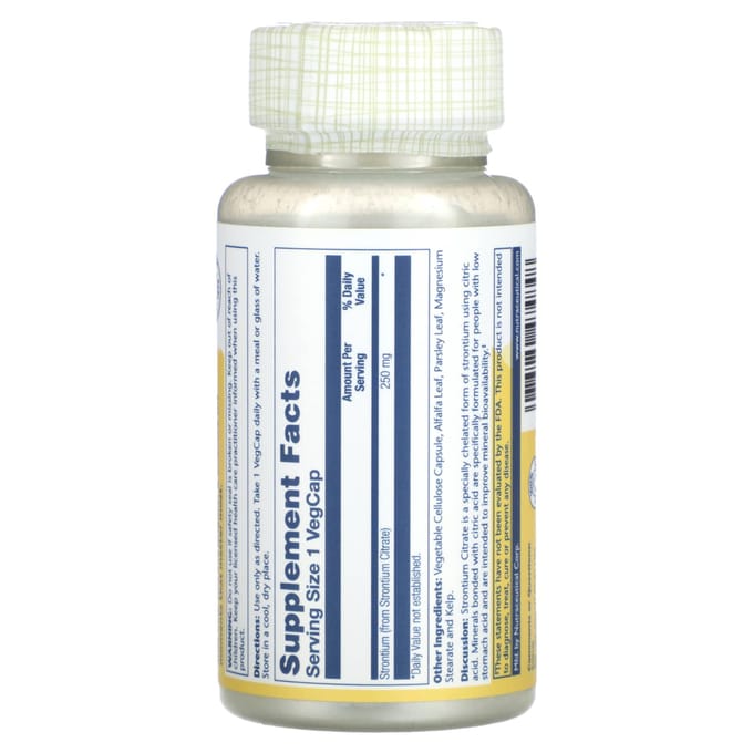 Strontiumcitraat, 250 mg, 60 plantaardige capsules