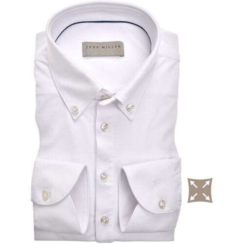 John Miller Polo Button Down Slim Casual Hyperstretch Wit / male