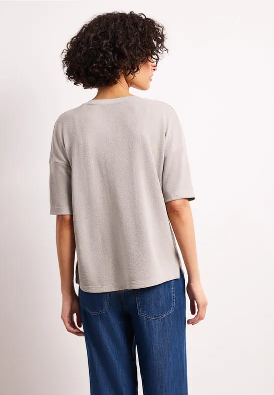 Shirt in gebreide look met V-hals