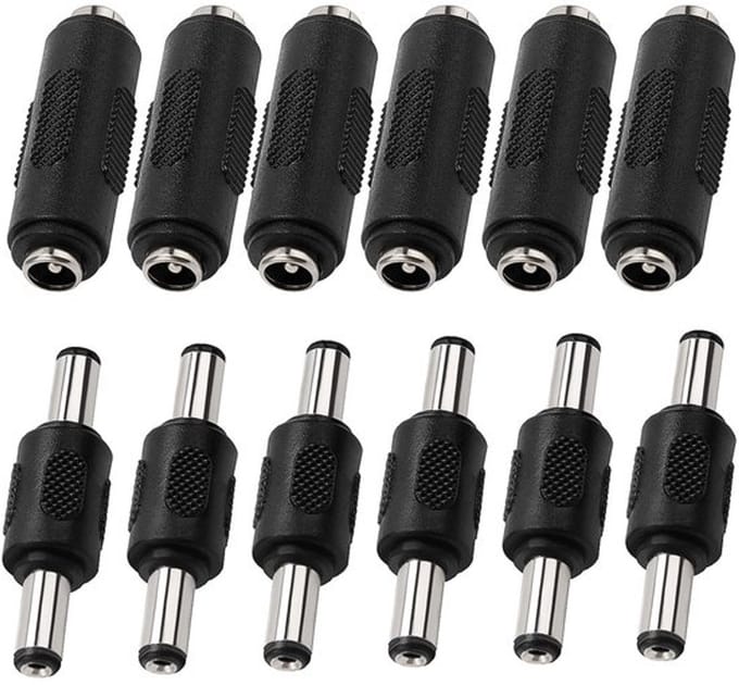 Allecto - DC-stekkeradapter - Mannelijk naar Vrouwelijk - 12 stuks