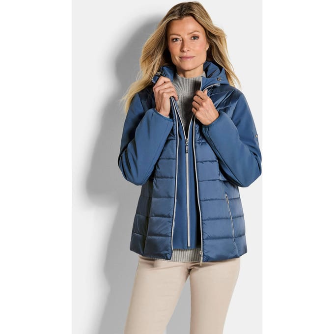 Gewatteerd jack met mouwen van softshell - rookblauw - Gr. 21 van Goldner Fashion