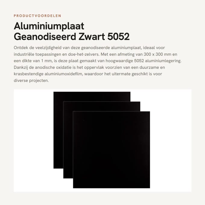 Allecto - Aluminiumplaat - Geanodiseerd - Zwart - 5052 Aluminium - 1