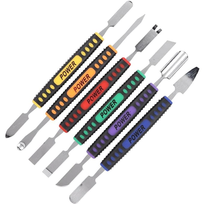 Kit d'outils de réparation et d'ouverture de levier à double tête pour téléphone portable, 6 pièces black