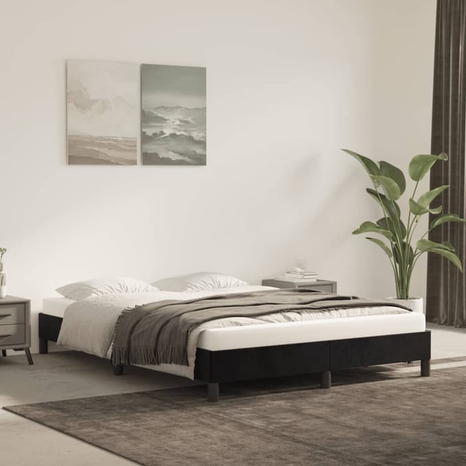 vidaXL - Bedframe - zonder - matras - 140x200 - cm - fluweel - zwart