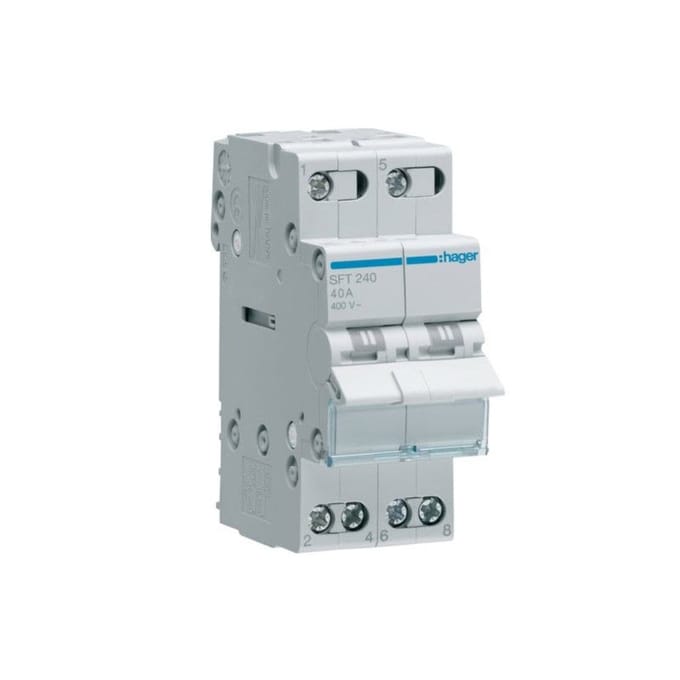 Hager 40A 2 Polige Modulaire Omschakeling Schakelaar I-0-II - SFT240