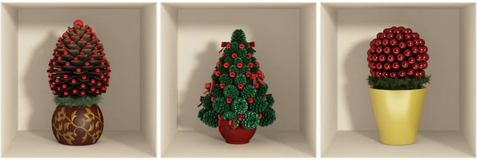 Kerstboomsticker met 3D-effect, 30 x 90 cm