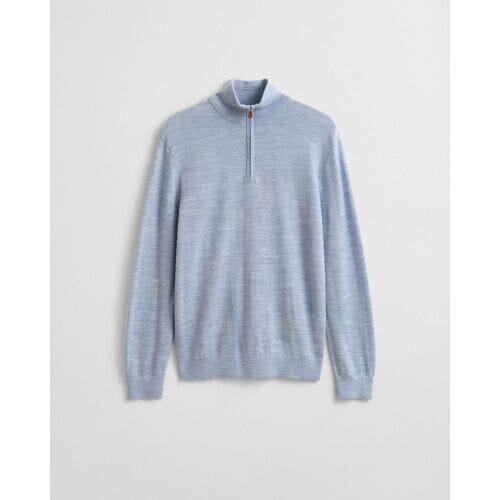 Gant Trui Extrafine Merino Wool Half Zip Light Blue Melange / male