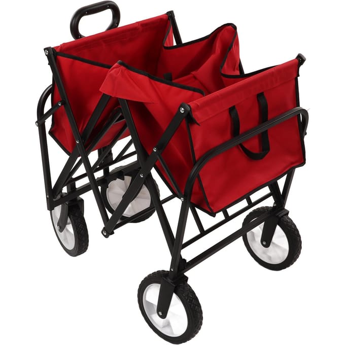 Chariot de Camping Pliable Hauteur Réglable Grande Capacité Robuste Portable Pliable Camping red
