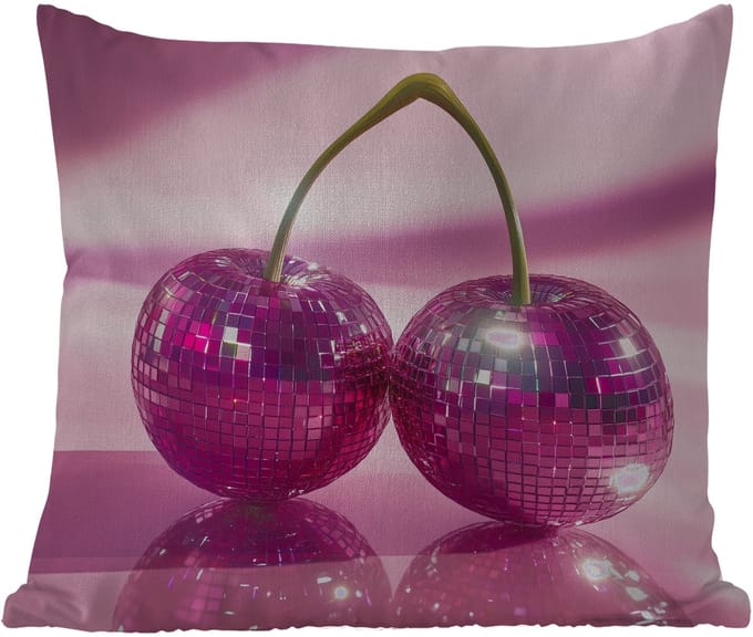Buitenkussen - Glitter - Discobol - Roze - Kersen - 45x45 cm - Weerbestendig