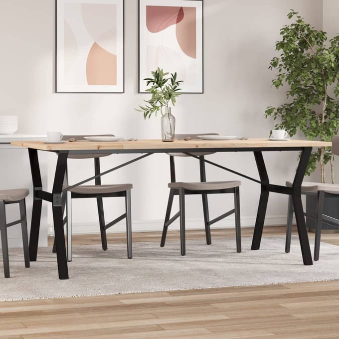 vidaXL - Eettafel - Y-frame - 180x90x75,5 - cm - massief - grenenhout - en - staal