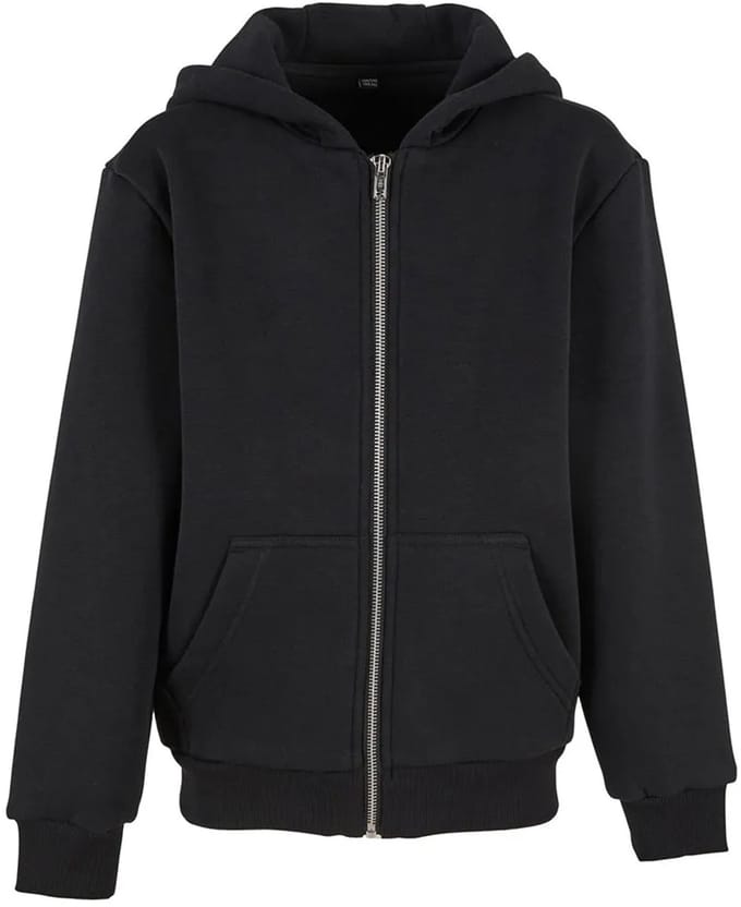 Build Your Brand Fluffy Sweatshirt Met Rits Zwart 122-128 cm Kinderen