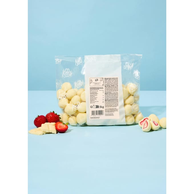 Gevriesdroogde aardbeien met witte chocolade 1 kg