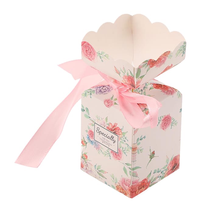 50 Set Huwelijksbedankdoosjes Bloemenpatroon Retro Stijl Eenvoudig te Monteren Snoepdoosjes Bedankjes met white