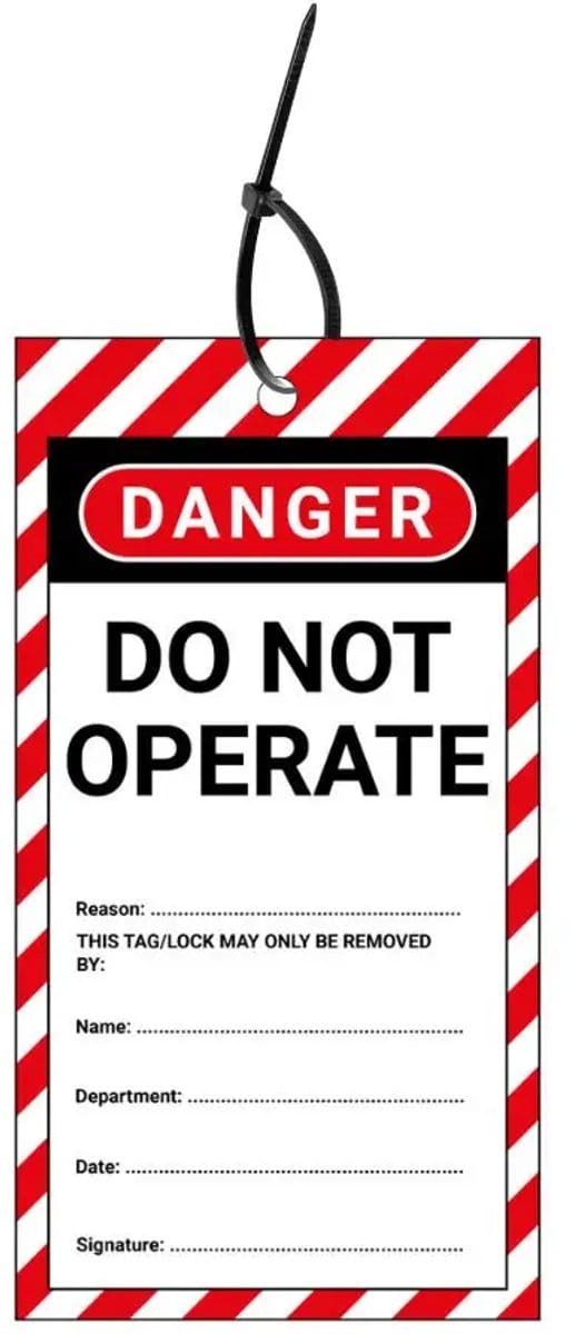 LOTO tags do not operate EN - 10 stuks - inclusief tiewraps