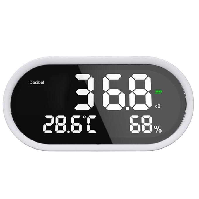 Digitale Decibelmeter LCD-Display Hoge Nauwkeurigheid Bureau Temperatuur Vochtigheid Geluidsniveau Meter voor black