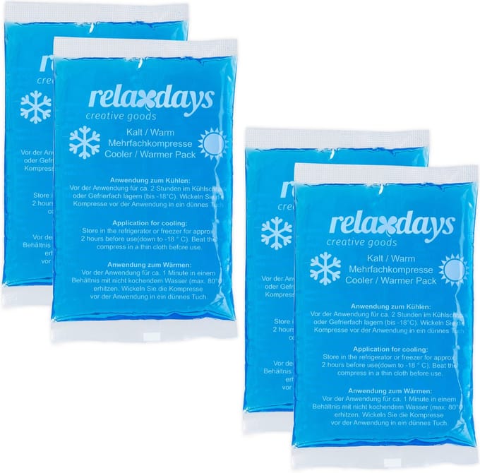 gelpacks - set van 4 - 9 x 15 cm - hot cold packs - herbruikbaar
