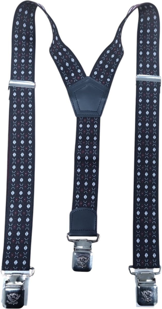 Bretels met stevige sterke brede stalen clips - Rood - Wit - Zwart