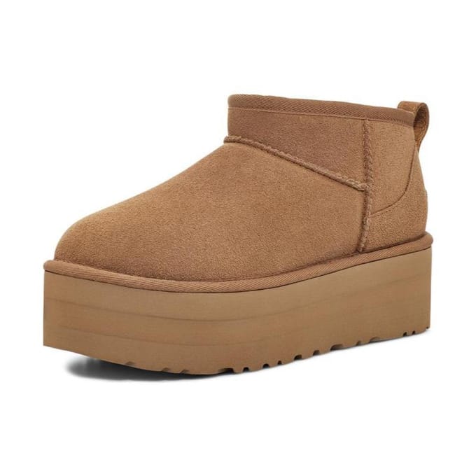UGG® Classic Ultra Mini Platform for Women in Brown, Size 4, Suede/Polyester/Wool