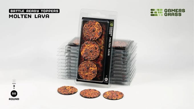 Molten Lava Bases Pre-Painted (3x 50mm Round)