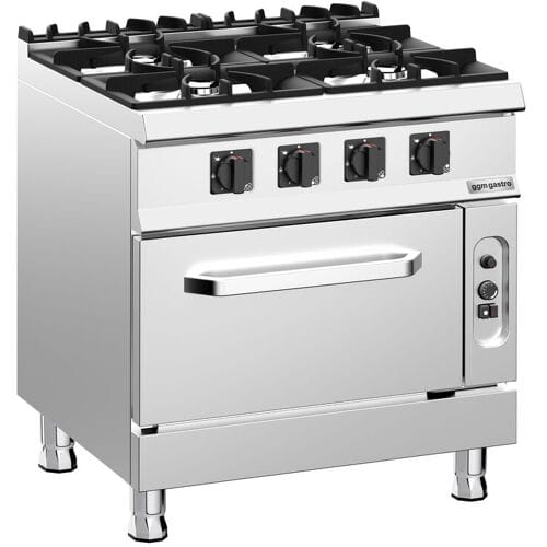 GGM Gastro Gasherd - 32 kW - 4 Brenner - inkl. Gasbackofen Statisch - 6 kW
