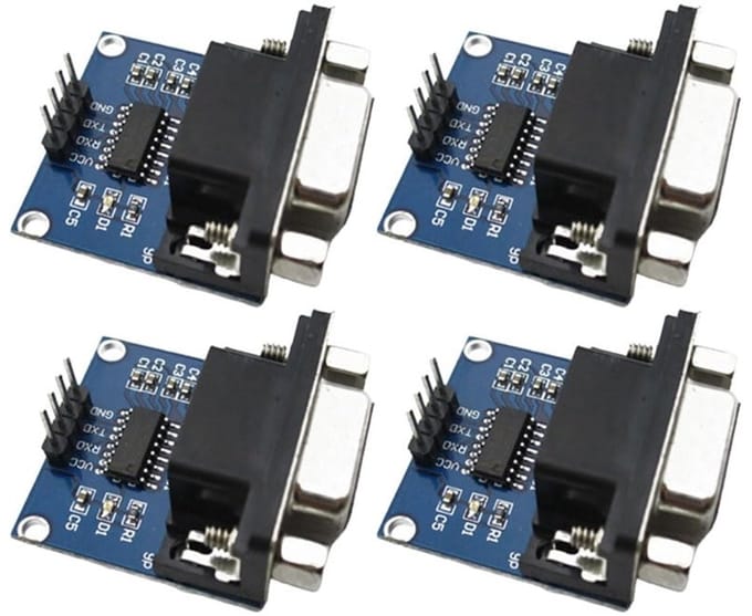 Convertermodules voor RS232 naar TTL, Seriële Poort Connectoren, DB9 Interface, 3.3V en 5V, Set van 4, Geschikt voor Elektronica Projecten en Microcontrollers