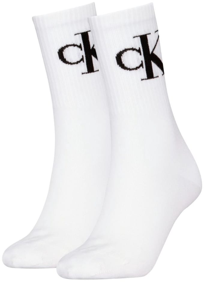 Calvin Klein 2-paar Crew dames sokken - Logo - katoen - 38 - Wit