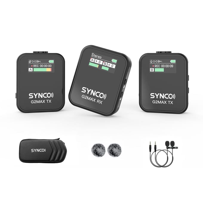 SYNCO G2MAX 1-Zender-2 2.4G Draadloos Microfoonsysteem Clip-on Microfoon 200M Zendbereik 1-Trigger-2