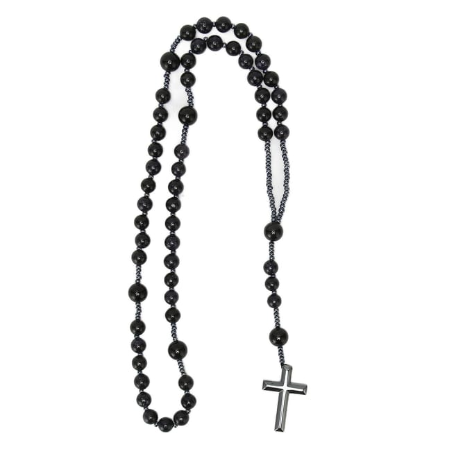 Colliers en pierre naturelle, agate, sain, beau, léger, crucifix, pour pull black